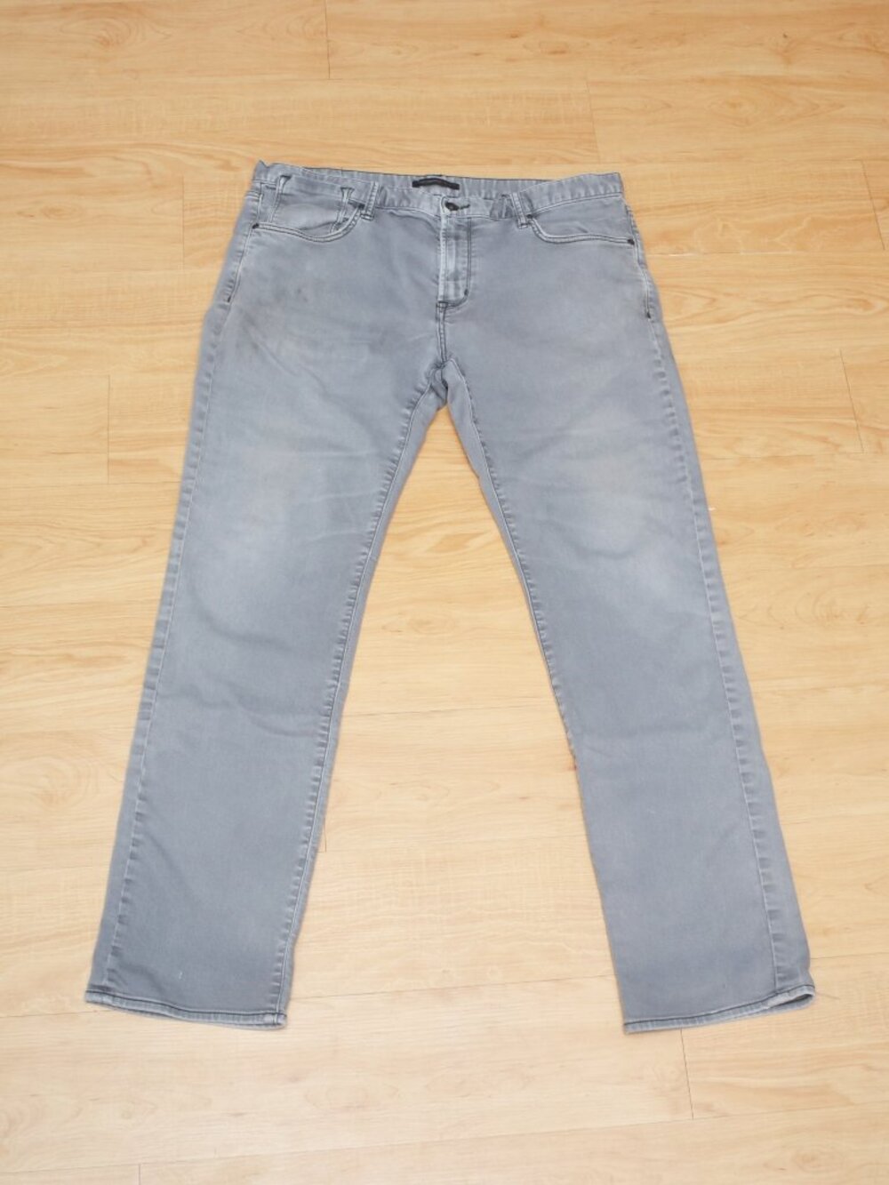 John Varvatos Jeans Mens 38x32 Gray Wash Bowery Slim Straight Stretch Soft Denim